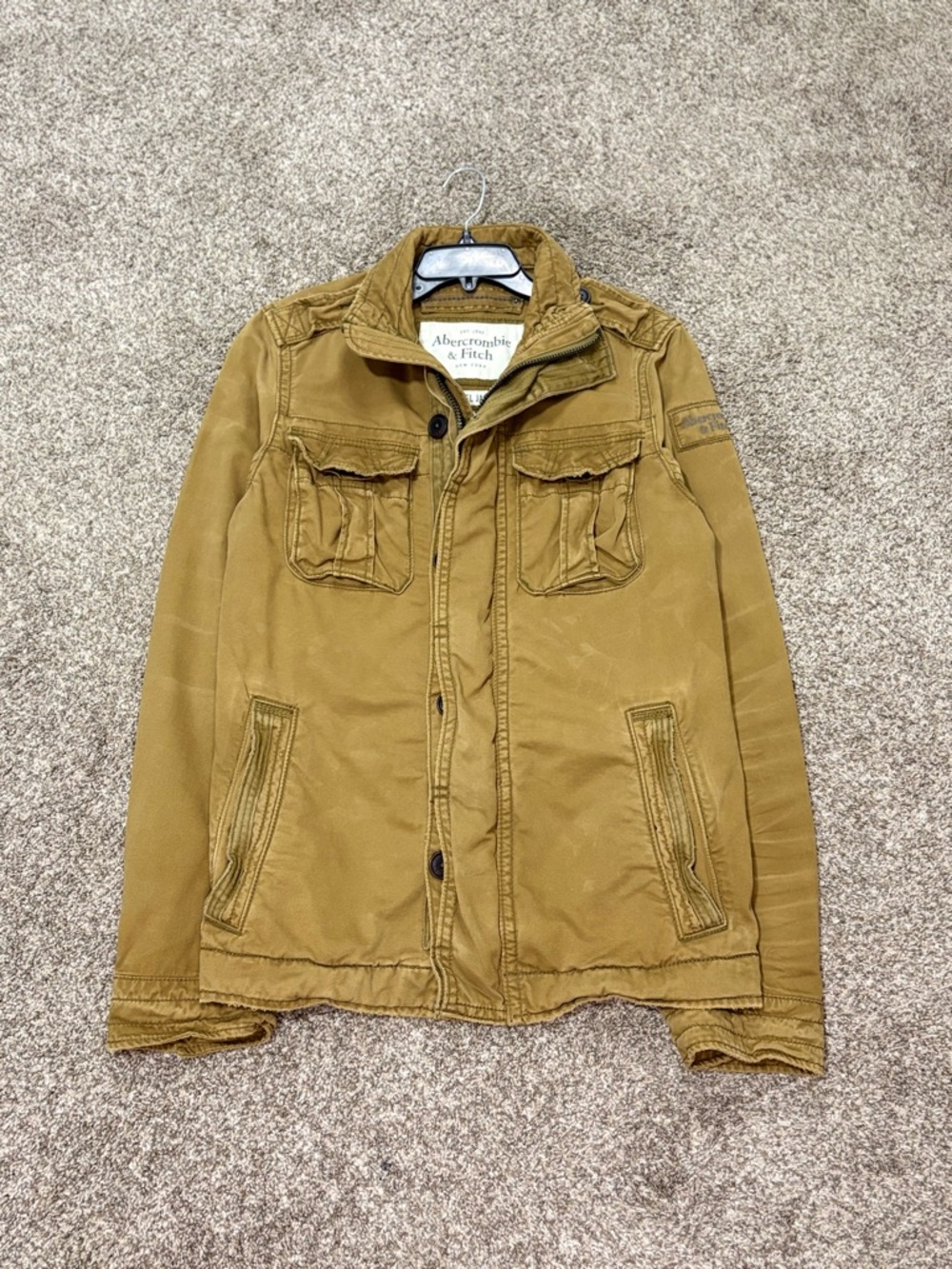Abercrombie Fitch Sentinel Jacket Men L Brown Khaki Utility Field Military Style